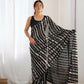 Black Georgette Sequance Embroidery Work Border Saree - Sitare