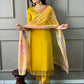 Partywear Designer Chanderi Mustard Stitched Suit With Dupatta - Tanisha | Swadesiicart