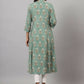 Juniper Women's Green Printed A-Line Kurta | Swadesiicart