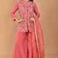 Morchari Women And Hand Embroidery Palazzo Set-Rust - Swadesiicart