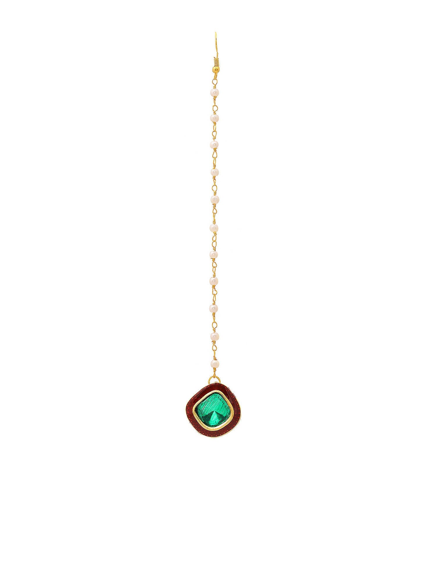 Ruby Raang Green and Red Meenakari Kundan Maang tikka | Swadesiicart