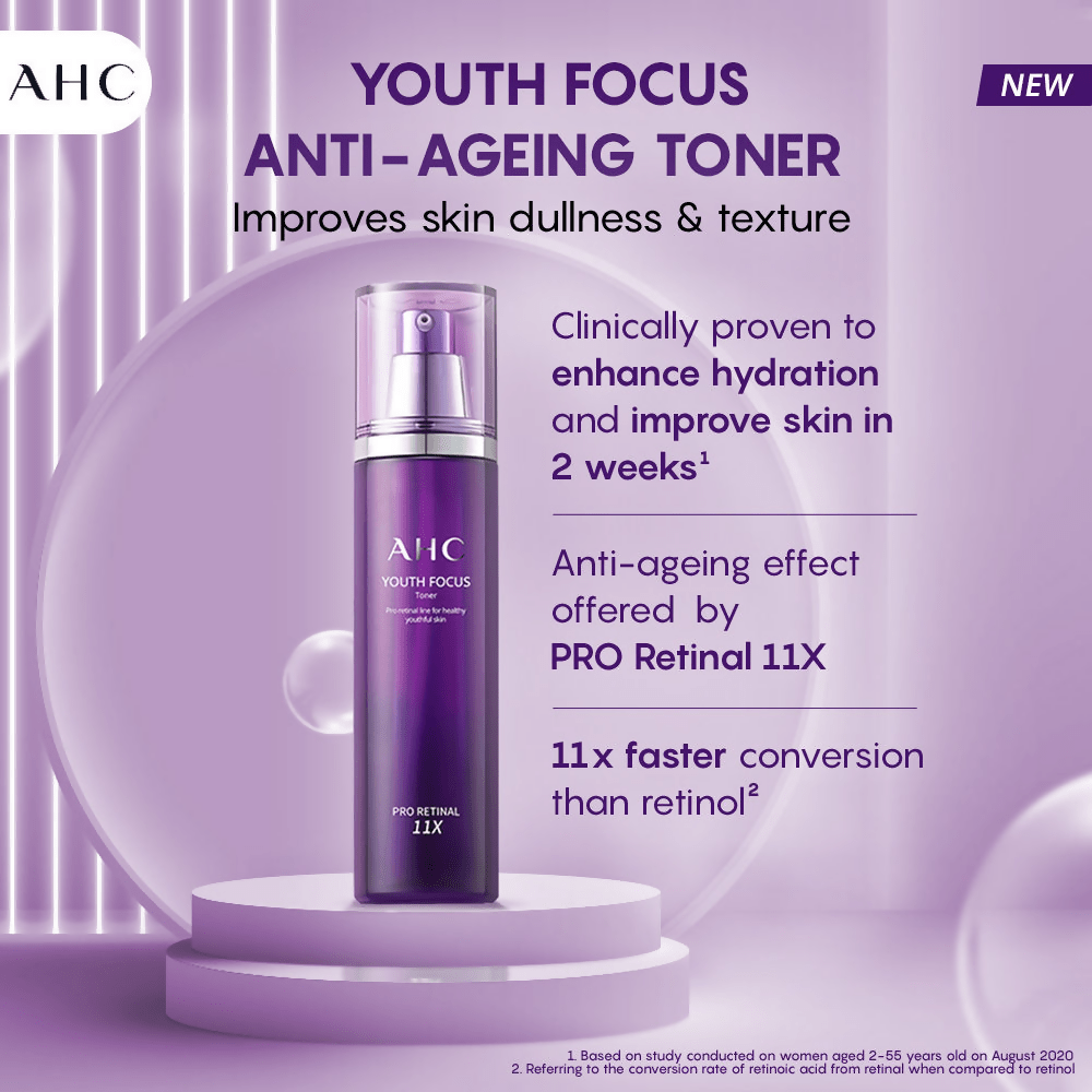 AHC Youth Focus Anti-Ageing Hydrating Face Toner With Pro Retinal 11X - Korean skincare | Swadesiicart