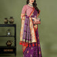 Lorenvalley Fashion Purple Patola Silk Woven Design Zari Meenakari Weaving Saree - Swadesiicart