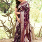 Joban Fashion Wine Banarasi Soft Pure Handloom Banarasi Silk Saree | Swadesiicart