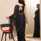 Black Georgette Designer Printed Ready To Wear Saree - Ibiza | Swadesiicart