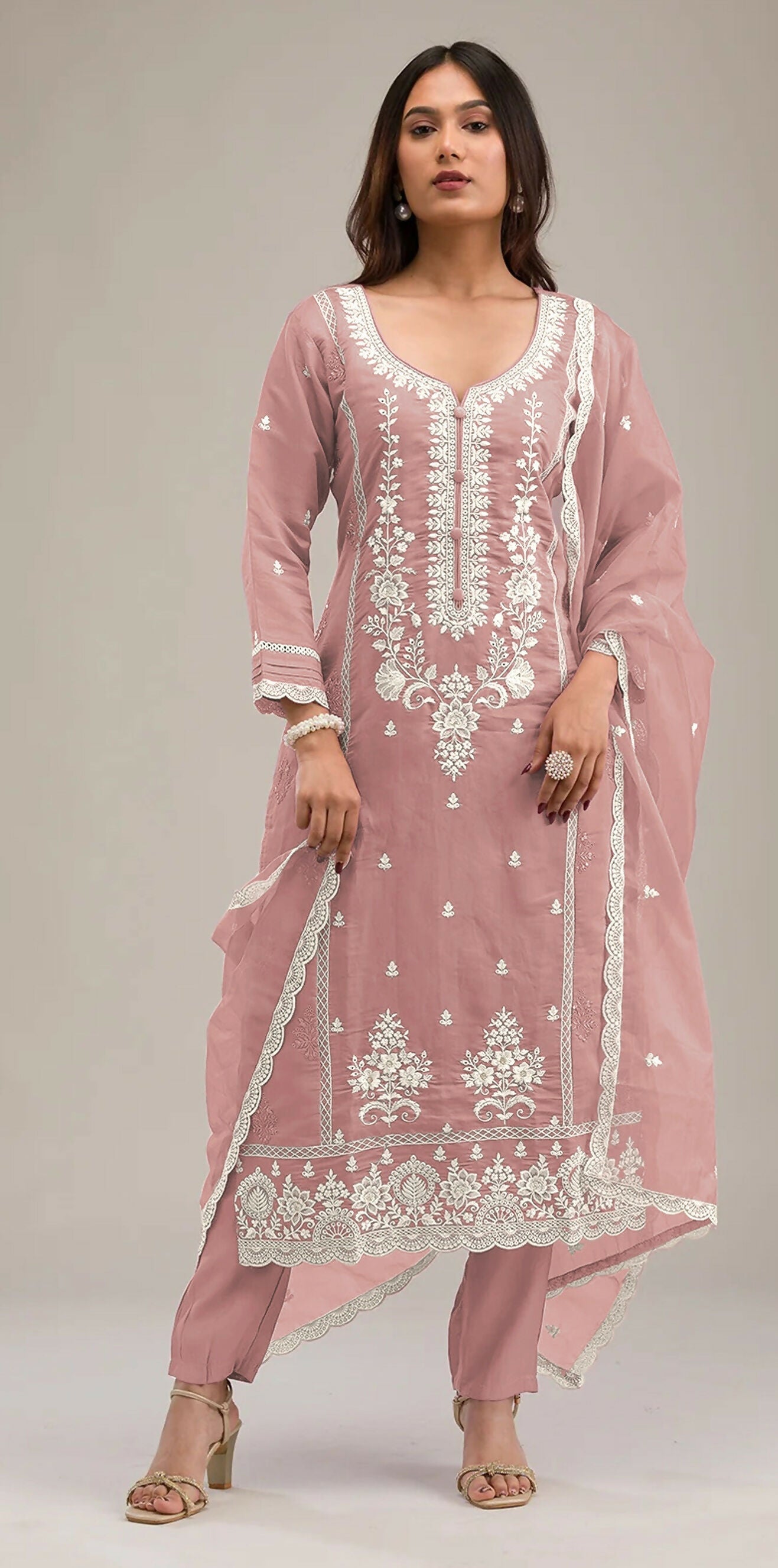 Anaita Peach Embroidered Silk Stitched Salwar Suit