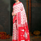 Shree Shyam Fashion Devistuti Red White Linen Cotton Saree