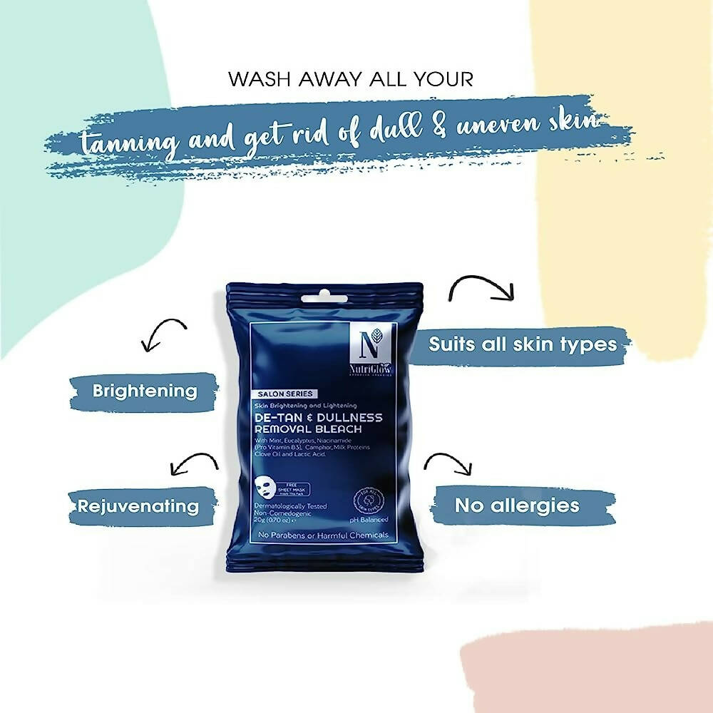 NutriGlow Advanced Organics De-Tan & Dullness Removal Bleach (6 in 1) - Swadesiicart