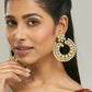 Nuyug 22K Gold-Plated Kundan Studded & Pearl Beaded Floral Chandbali Earrings | Swadesiicart