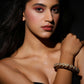 Gold-Polished Green Kundan-Studded Bangle - Ruby Raang - Ruby Raang Studio
