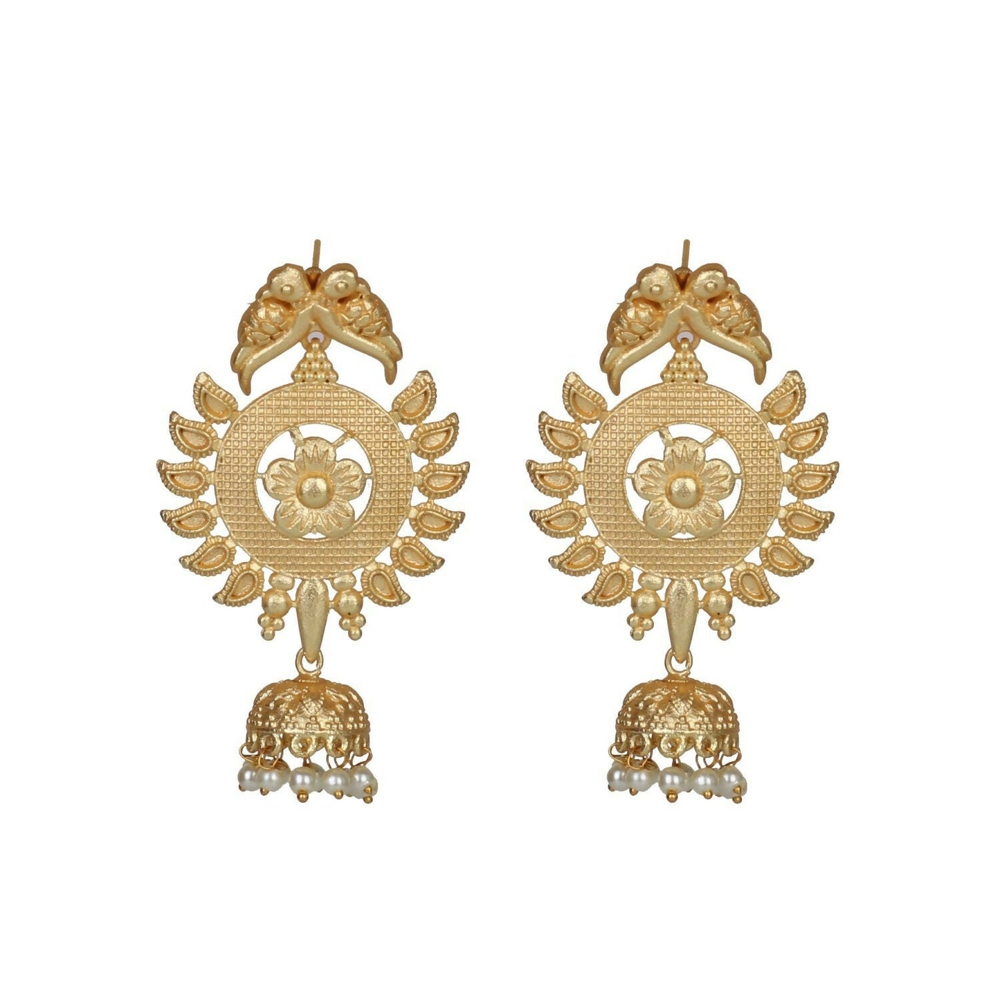 Joban Fashion Women Matte Gold Brass Earrings | Swadesiicart