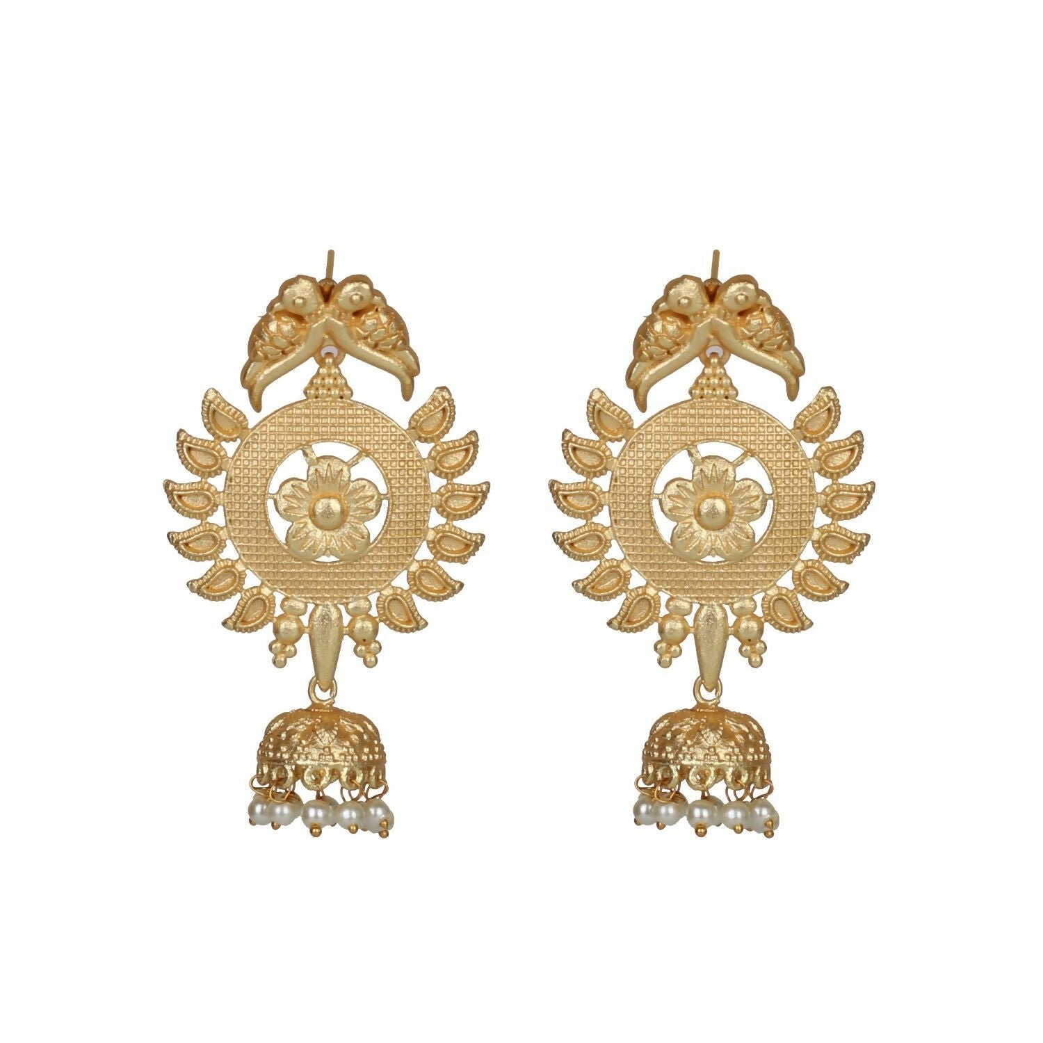 Joban Fashion Women Matte Gold Brass Earrings | Swadesiicart