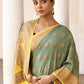 Joban Fashion Grass Green Crepe Chiffon Pure Handloom Banarasi Silk Saree | Swadesiicart