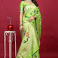 Jyoti Fashion Women's Parrot Green Paithani Silk Zari Woven Saree with Blouse | Swadesiicart