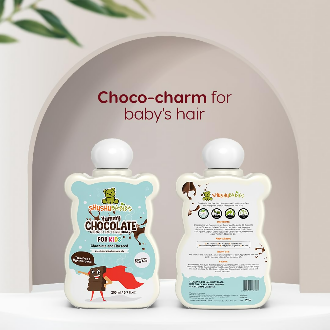 ShuShu Babies Yummy Chocolate Shampoo & conditioner with Flaxseed For kids (under 4-12 Years) - Swadesiicart