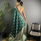 Joban Fashion Dark Green Banarasi Soft Lichi Silk Paisley Saree | Swadesiicart