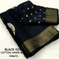Black Cotton Crepe Batik Print Saree with Unstitched Blouse - Hiral Fashion | Swadesiicart