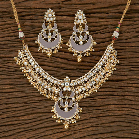 Joban Fashion Women Golden White Grey Necklace Set - Swadesiicart