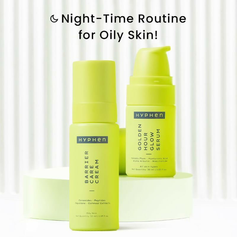Hyphen By Kriti Sanon Daily Night Care Routine with Glow Serum & Barrier Care Cream For Oily & Combination Skin | Swadesiicart