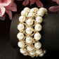 NVR Women White Beaded Elasticated Bracelet - Swadesiicart