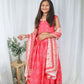 Aayaa Designer Printed Chinon Crochet Sequance Kids Lehenga Choli - Pink