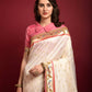 Vishnu Weaves Women's White Paithani Silk Zari Woven Saree with Unstitched Blouse - Swadesiicart