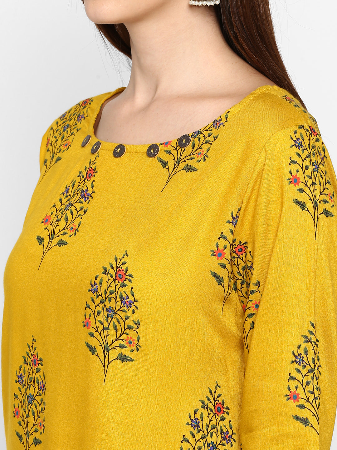 NOZ2TOZ Women's Yellow Color Rayon Straight Kurta Only - Swadesiicart
