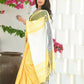 Beatitude Yellow Cotton Jacqaurd Border Tangail Handloom Saree