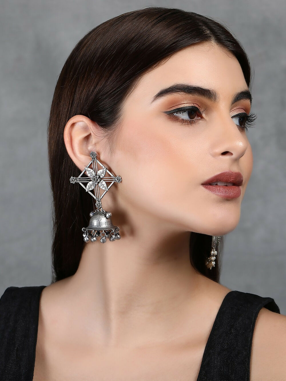 Joban Fashion Women Ghungroo Style Silver Tone Brass Jhumka | Swadesiicart