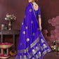 Joban Fashion Royal Blue Floral Motifs Banarasi Silk Sarees | Swadesiicart