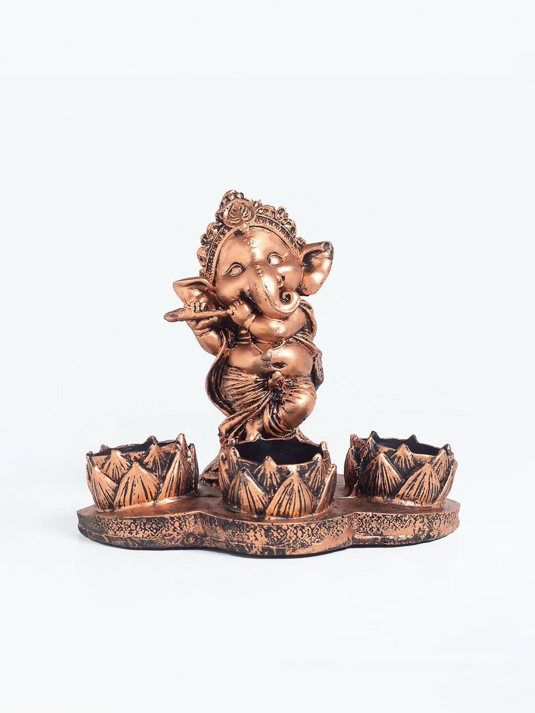 Golden Peacock Brown Ganesha Diya Holder | Swadesiicart