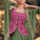 Anaita Mehendi Chinon Readymade Shrug Suit with Heavy Embroidery Work