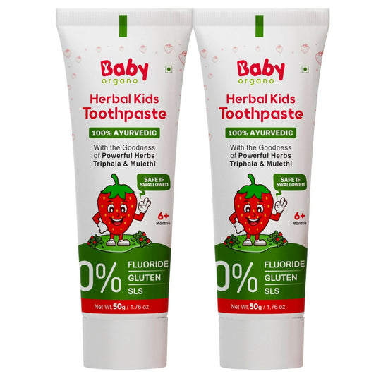 Babyorgano 100% Ayurvedic Herbal Kids Toothpaste - Strawberry Flavor - Babyorgano