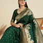 Vishnu Weaves Women's Bt-Green Banarasi Silk Zari Woven Saree with Blouse - Swadesiicart