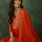 The52 Orange Women's Gorgeous Embroidered Chinon Fabric Flared Kurta Pant and Dupatta Set - Swadesiicart