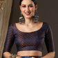 Saree Mall Navy Blue & Gold-Toned Woven Design Zari Silk Blend Banarasi Sarees | Swadesiicart