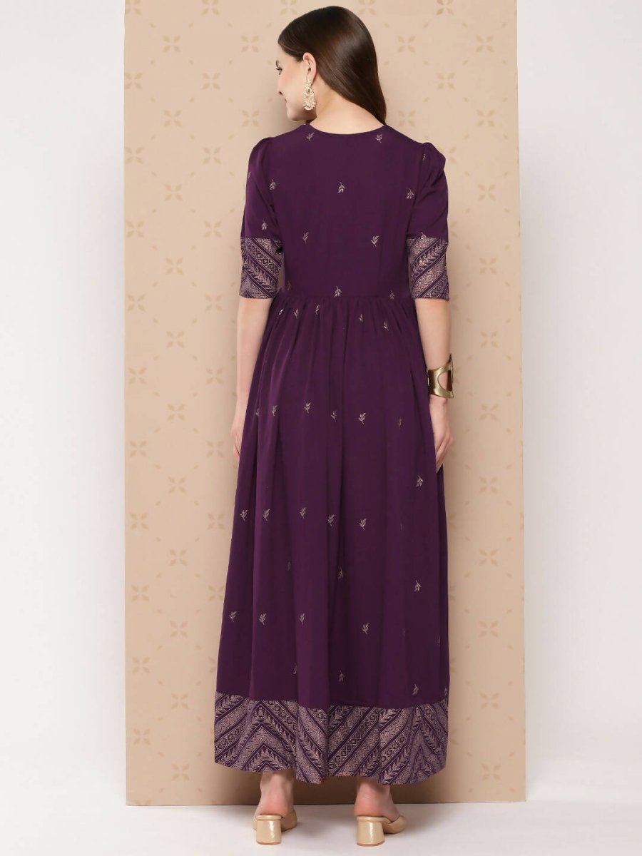 Ahalyaa Women's Traditional wear Ethnic Dress - Burgundy | Swadesiicart