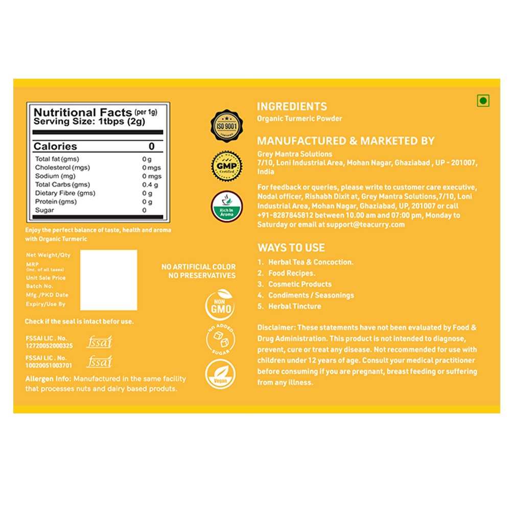 Teacurry Organic Turmeric Powder - Swadesiicart