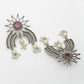 NVR Women's Floral Silver-Plated Artificial Stones and Beads Drop Earrings | Swadesiicart