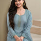 Anaita Blue Heavy Natural Crepe Stitched Suit with Embroidery & Zarkhan Work