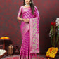 Lorenvalley Fashion Magenta Soft Silk Woven Design with Zari Weaving Leheriya Design Saree - Swadesiicart
