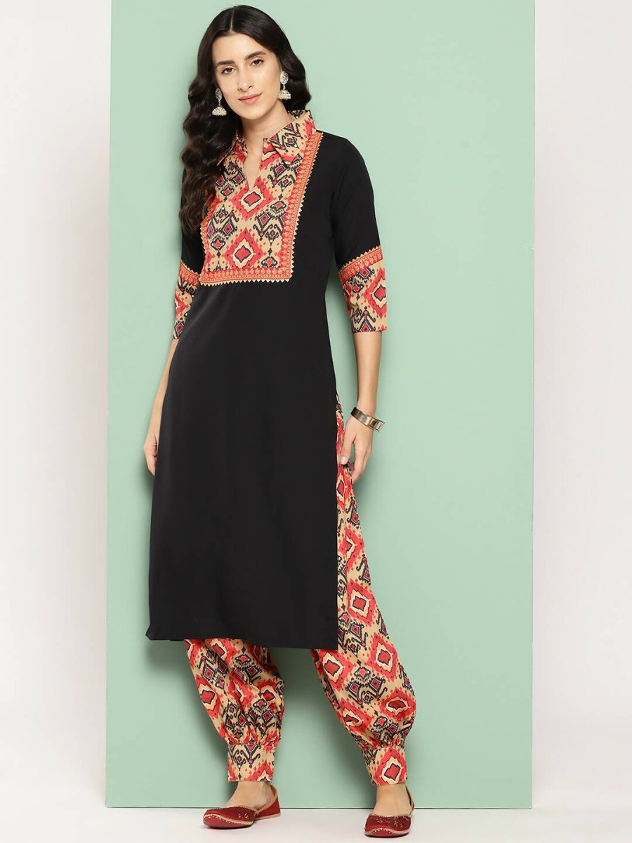 Ahalyaa Women's Traditional wear Kurta Set - Black | Swadesiicart