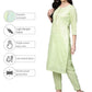 Ahalyaa Women's Sea Green Cotton Blend Solid Kurta Trouser Set With Dupatta | Swadesiicart