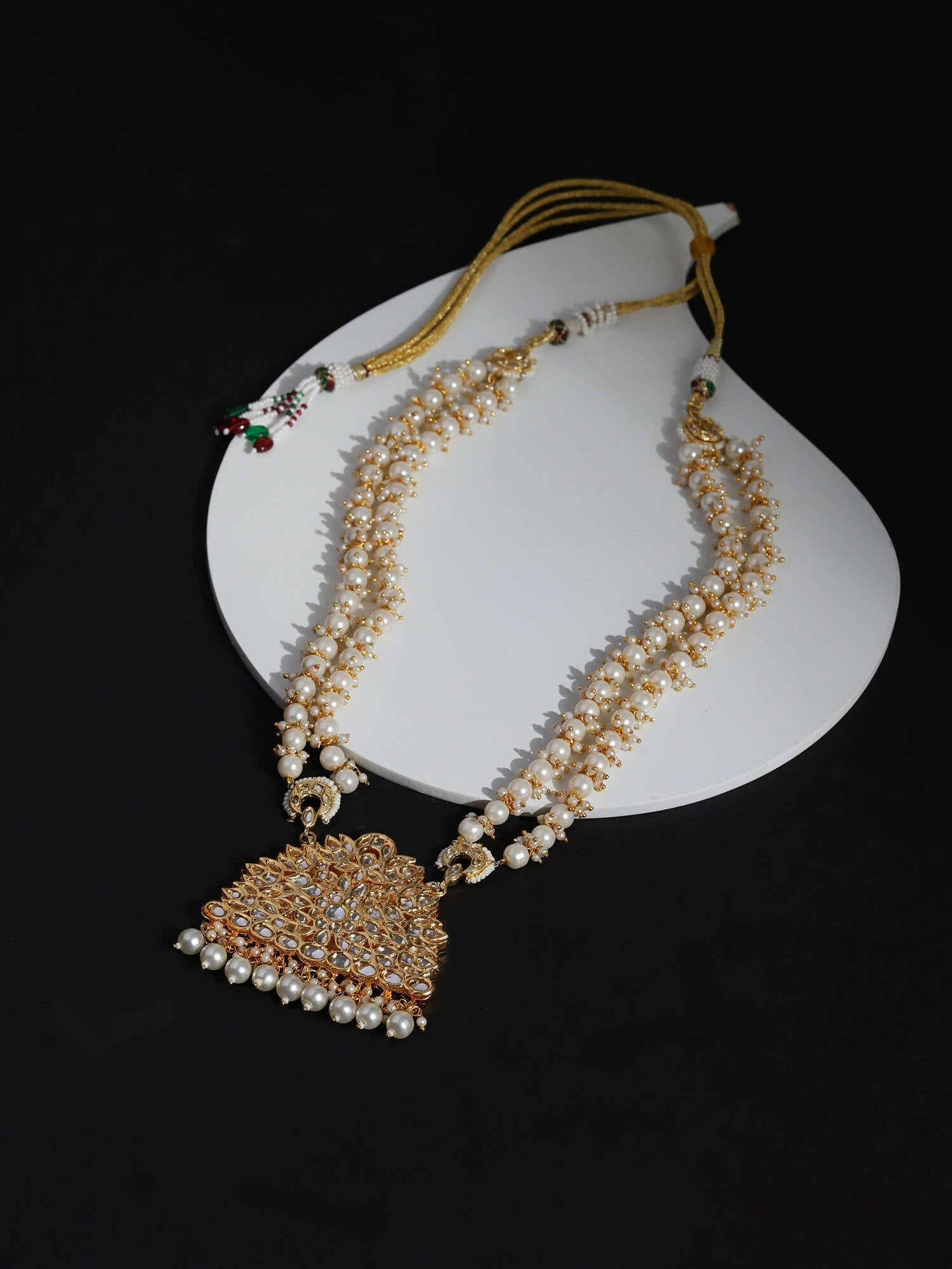 White Brass Gold-Polished Necklace - Ruby Raang | Swadesiicart