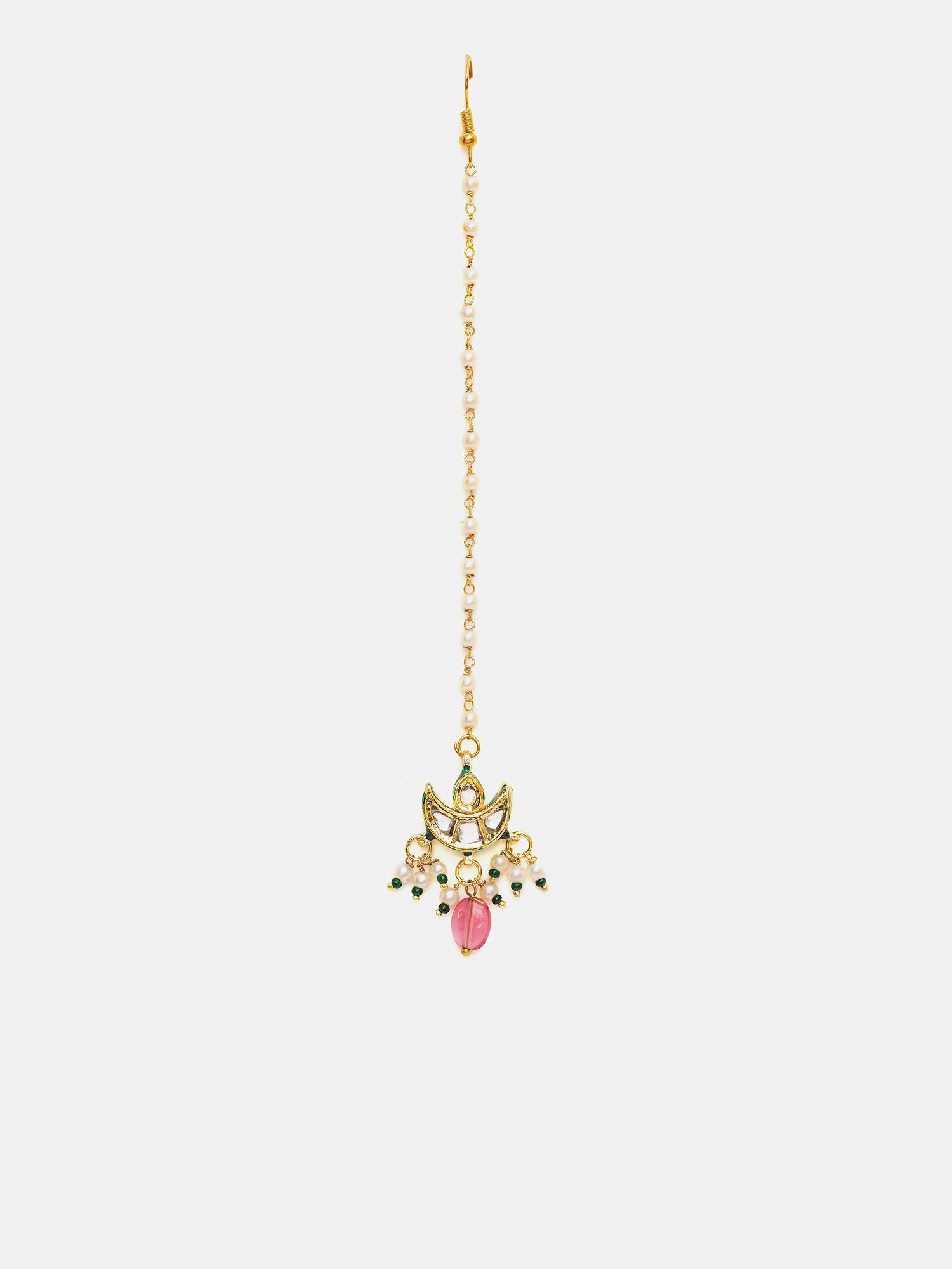 Ruby Raang Gold Polished Maroon Kundan Maang Tikka | Swadesiicart