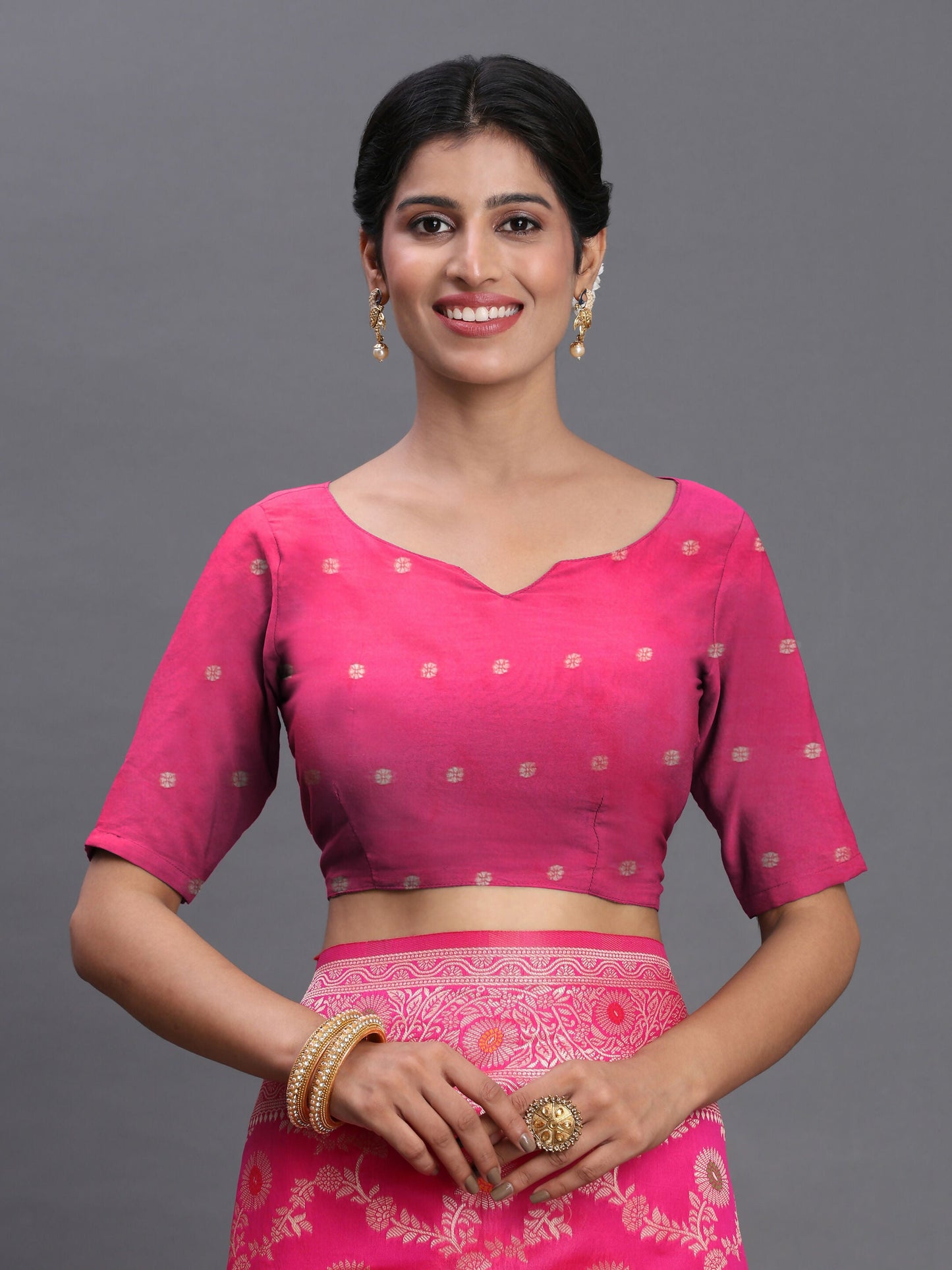 Astita Banarasi Silk Pink Saree | Swadesiicart