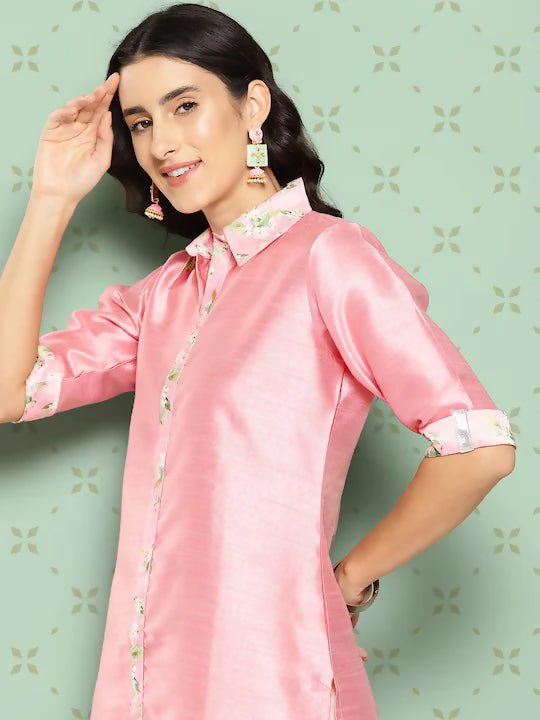 Ahalyaa Women's Traditional wear Kurta - Pink | Swadesiicart