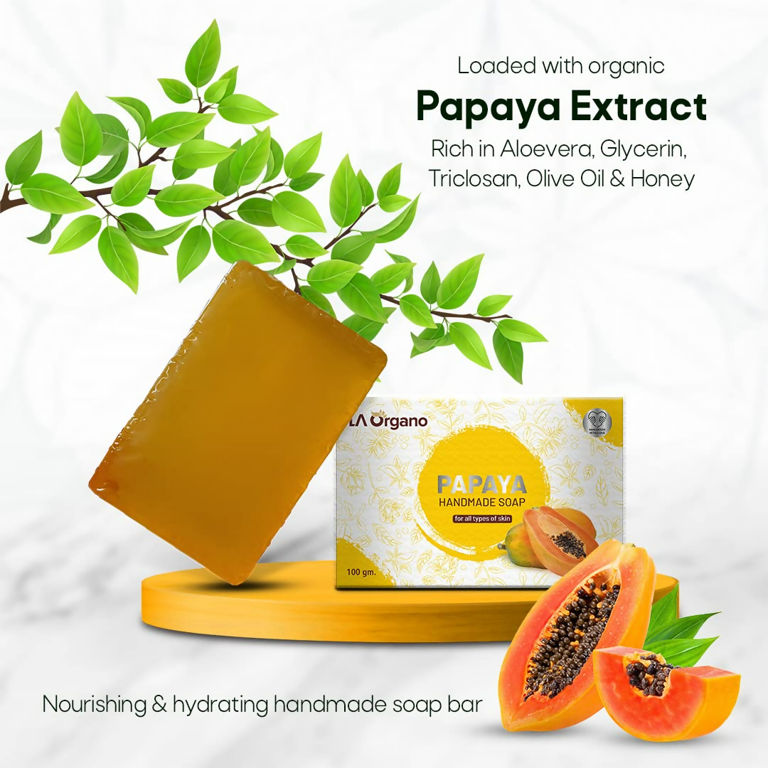 LA Organo Papaya Handmade Natural Bath Soap | Swadesiicart