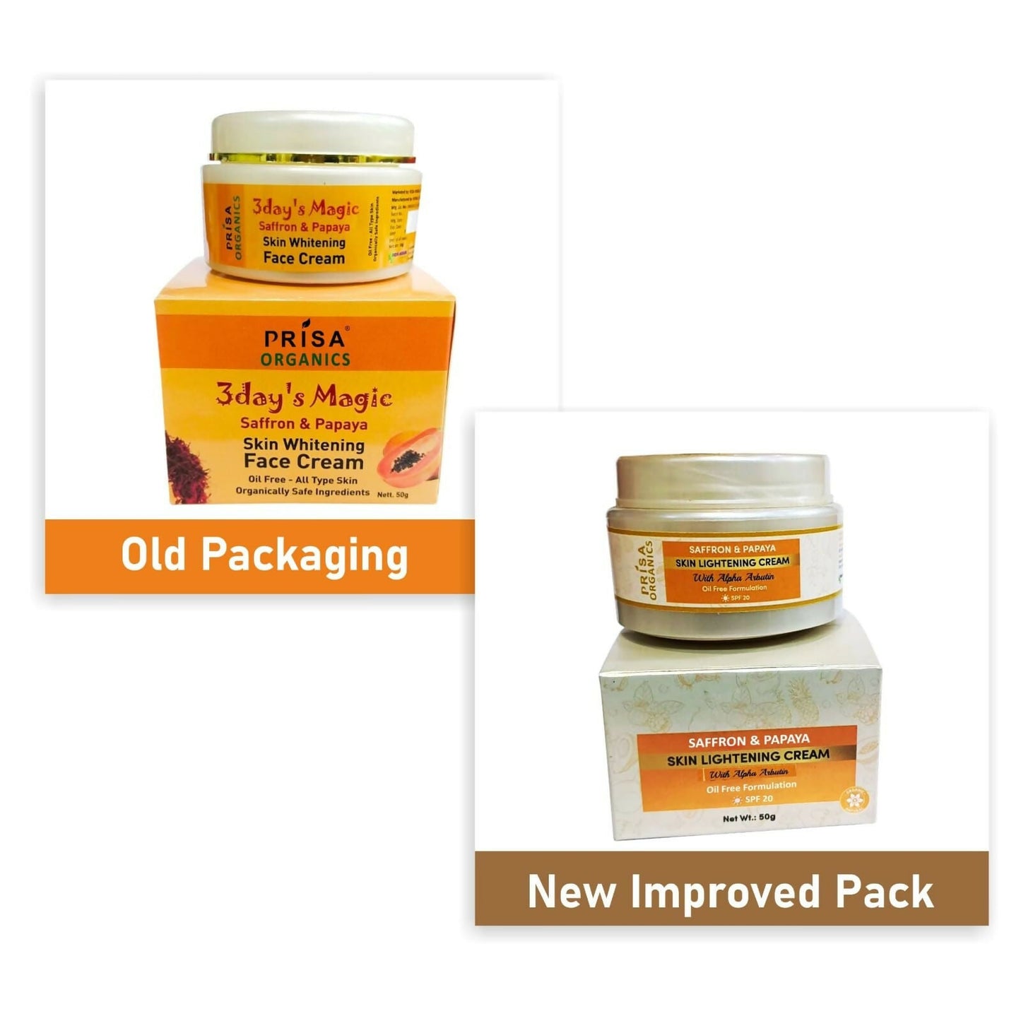 Prisa Organics Saffron & Papaya Skin Lightening Cream With Alpha Arbutin SPF 20 - Swadesiicart