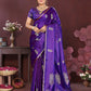 Joban Fashion Purple Floral Motifs Banarasi Silk Sarees | Swadesiicart